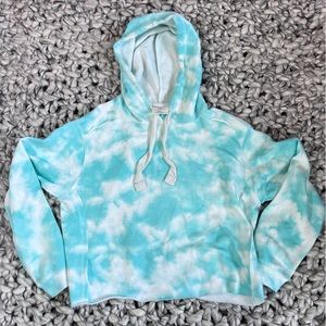 Dreamsicle Blue Tie Dye Cropped Hoodie